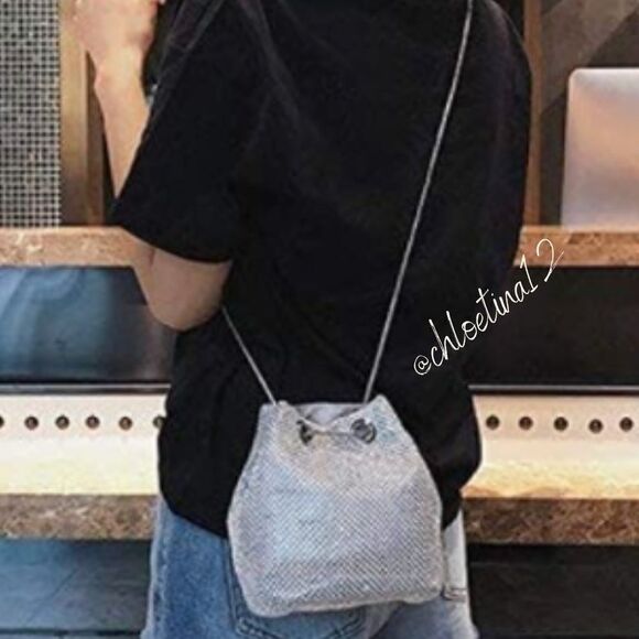 NEW Evening Bag Sparkly Rhinestone Bucket Purse - Picture 9 of 10